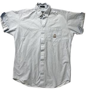 CHAPS RALPH LAUREN Vintage Light Blue Denim Chambray Shirt Large Cotton Logo